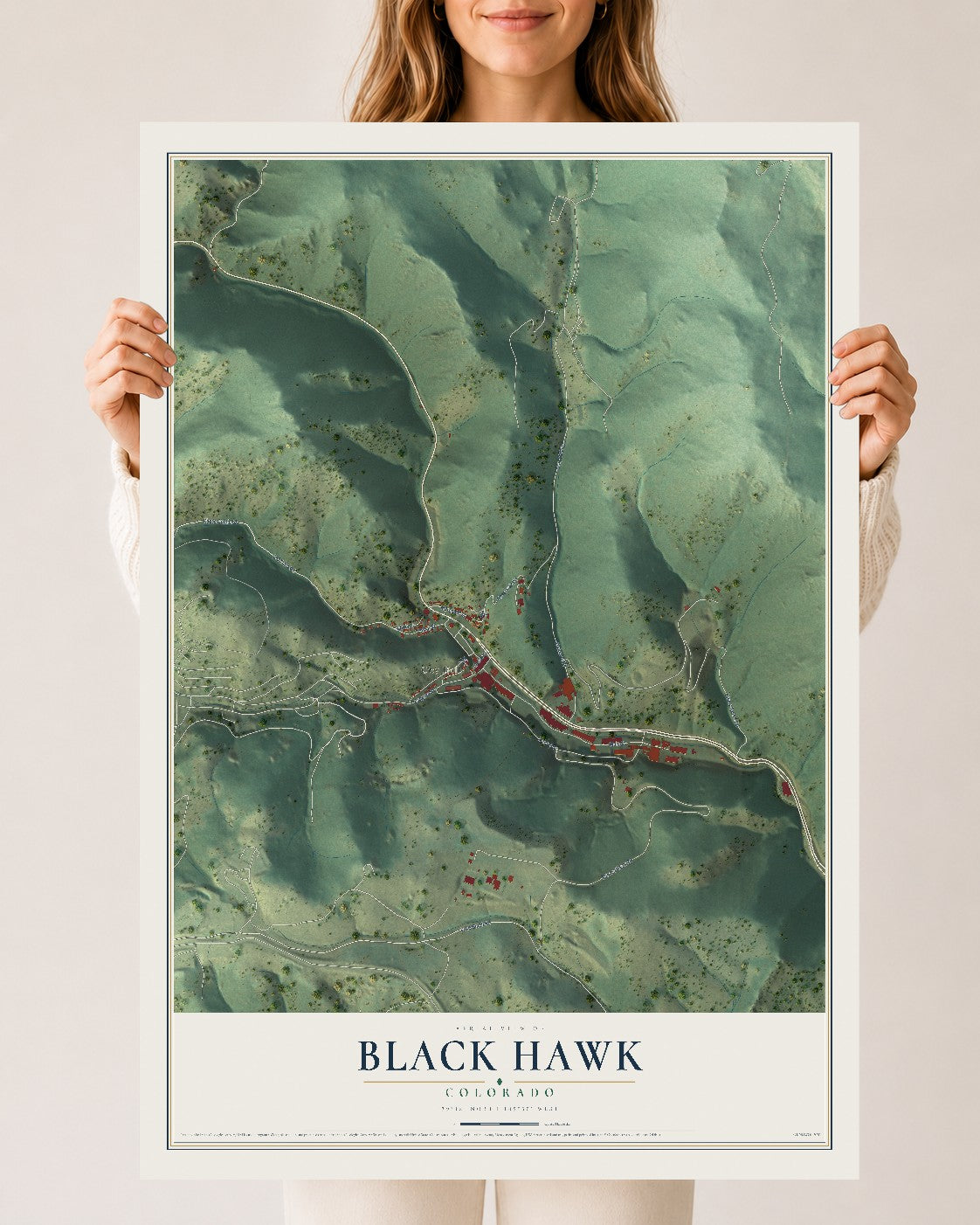 Map of Black Hawk, Colorado, 24 x 36 inch unframed archival matte print