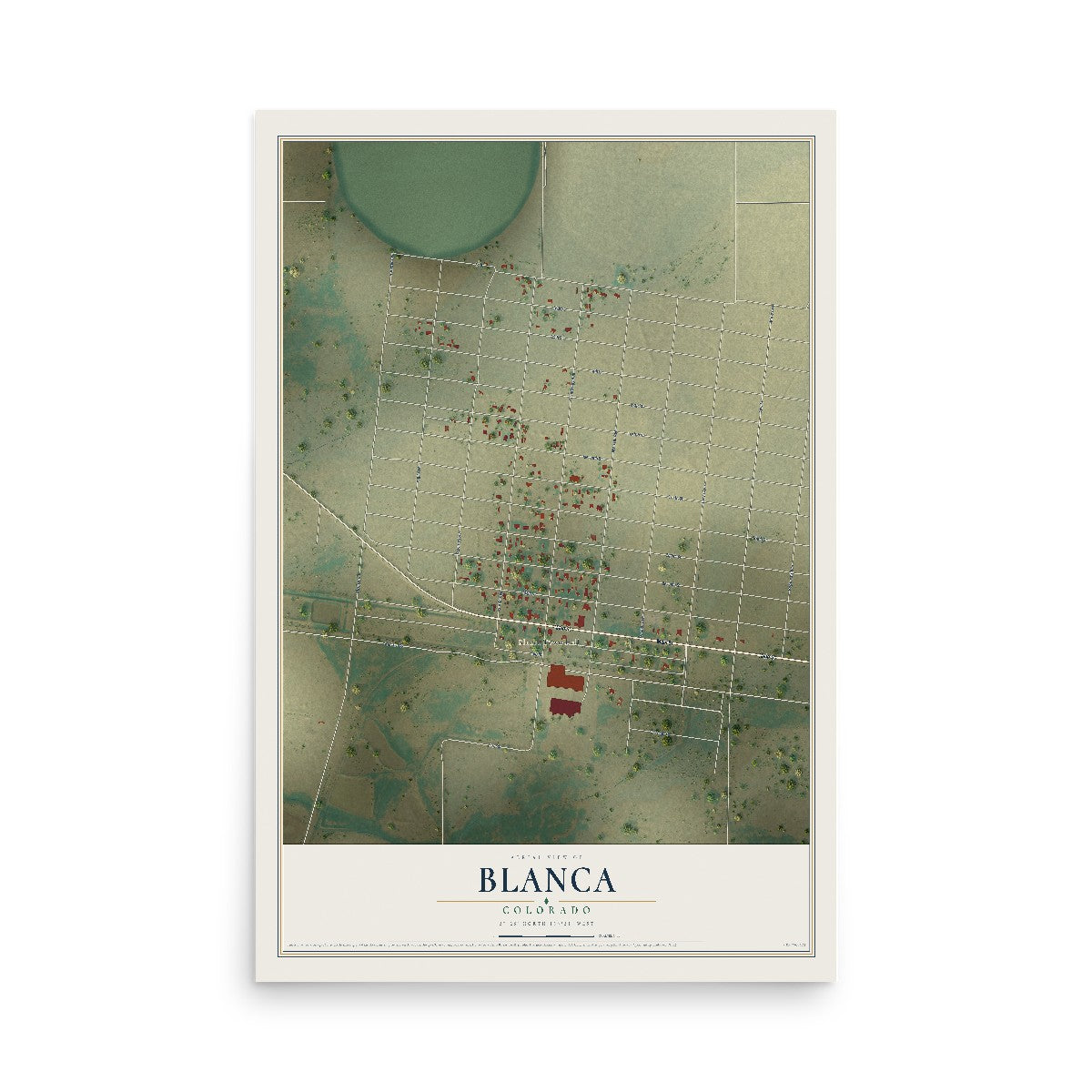 Map of Blanca, Colorado, 12 x 18 inch unframed archival matte print