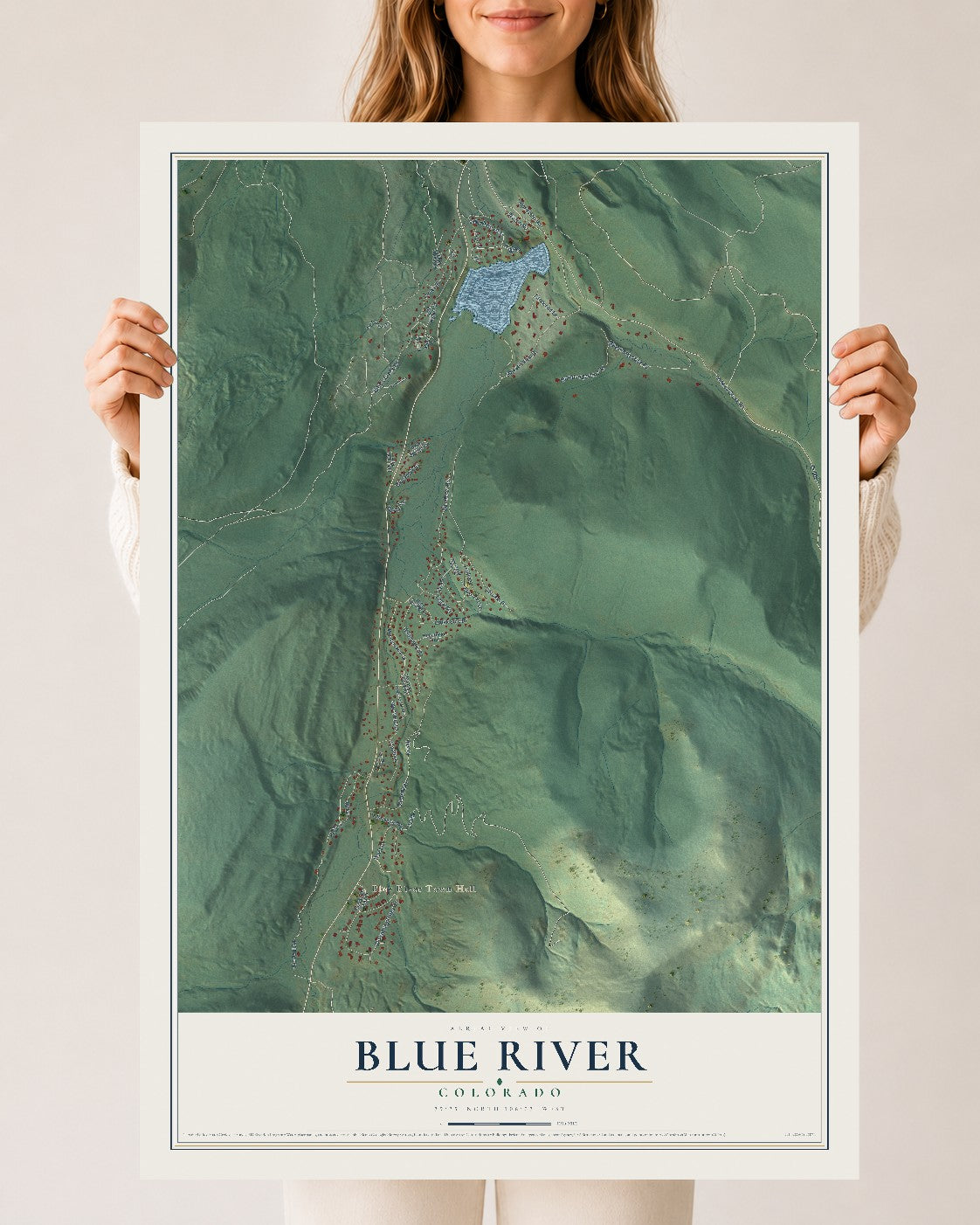 Map of Blue River, Colorado, 24 x 36 inch unframed archival matte print