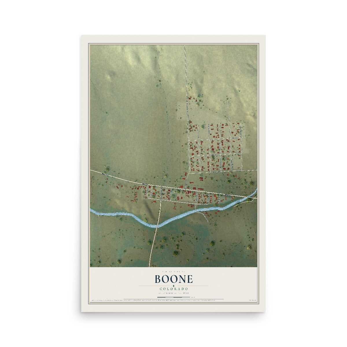 Map of Boone, Colorado, 12 x 18 inch unframed archival matte print