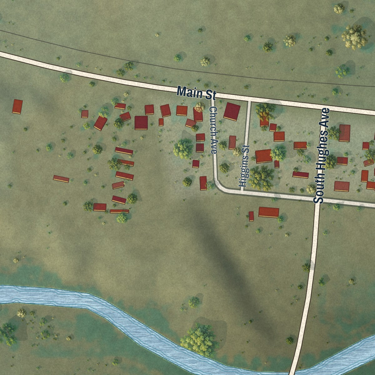 Second close-up of the map of Boone, Colorado print showing more streets and buildings