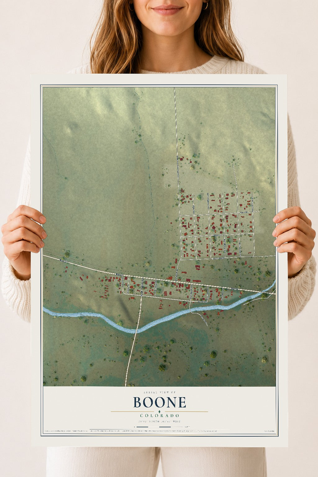Map of Boone, Colorado, 18 x 24 inch unframed archival matte print