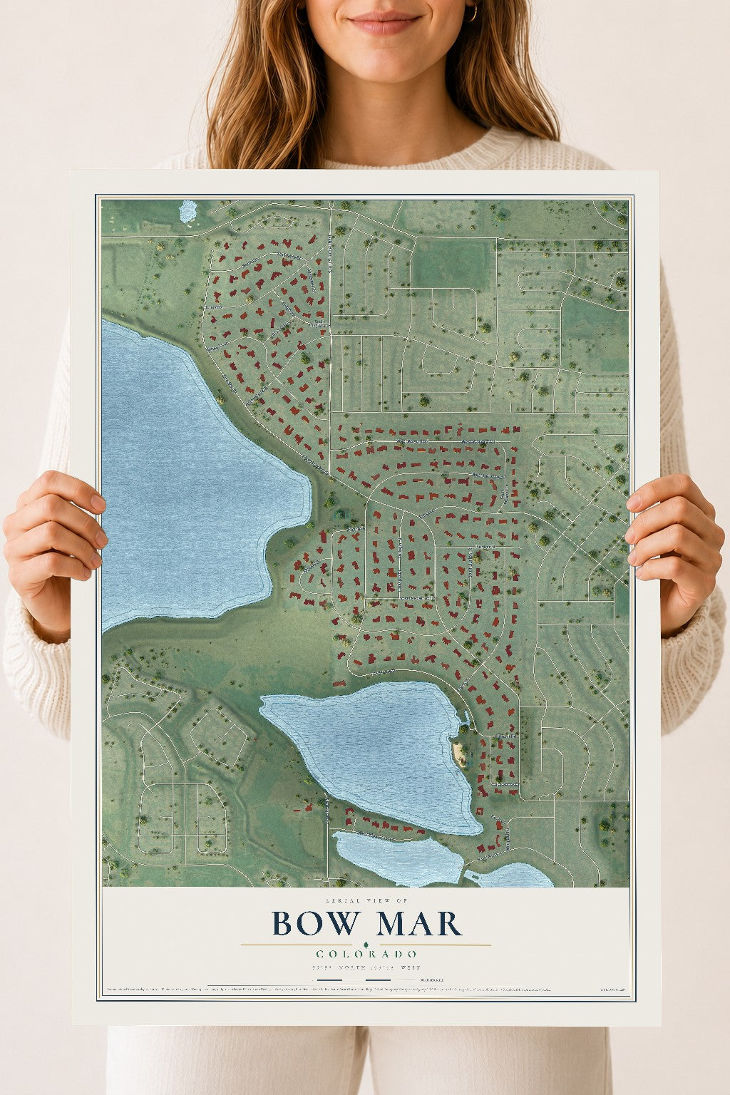 Map of Bow Mar, Colorado, 18 x 24 inch unframed archival matte print