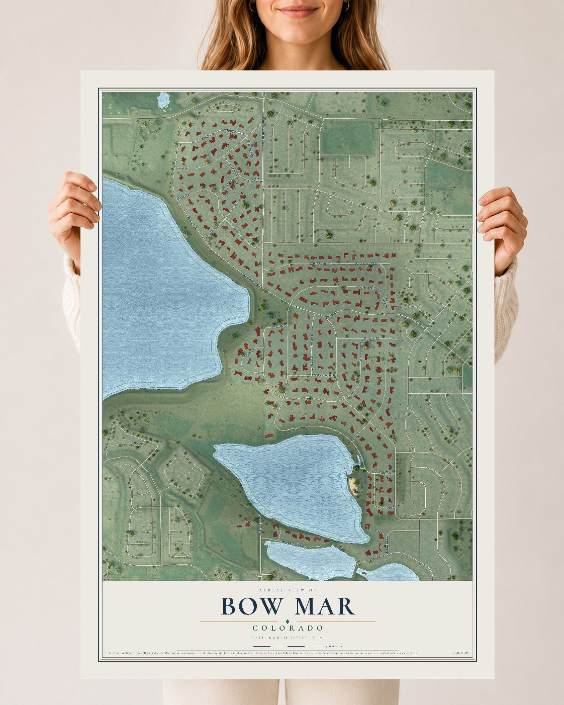 Map of Bow Mar, Colorado, 24 x 36 inch unframed archival matte print