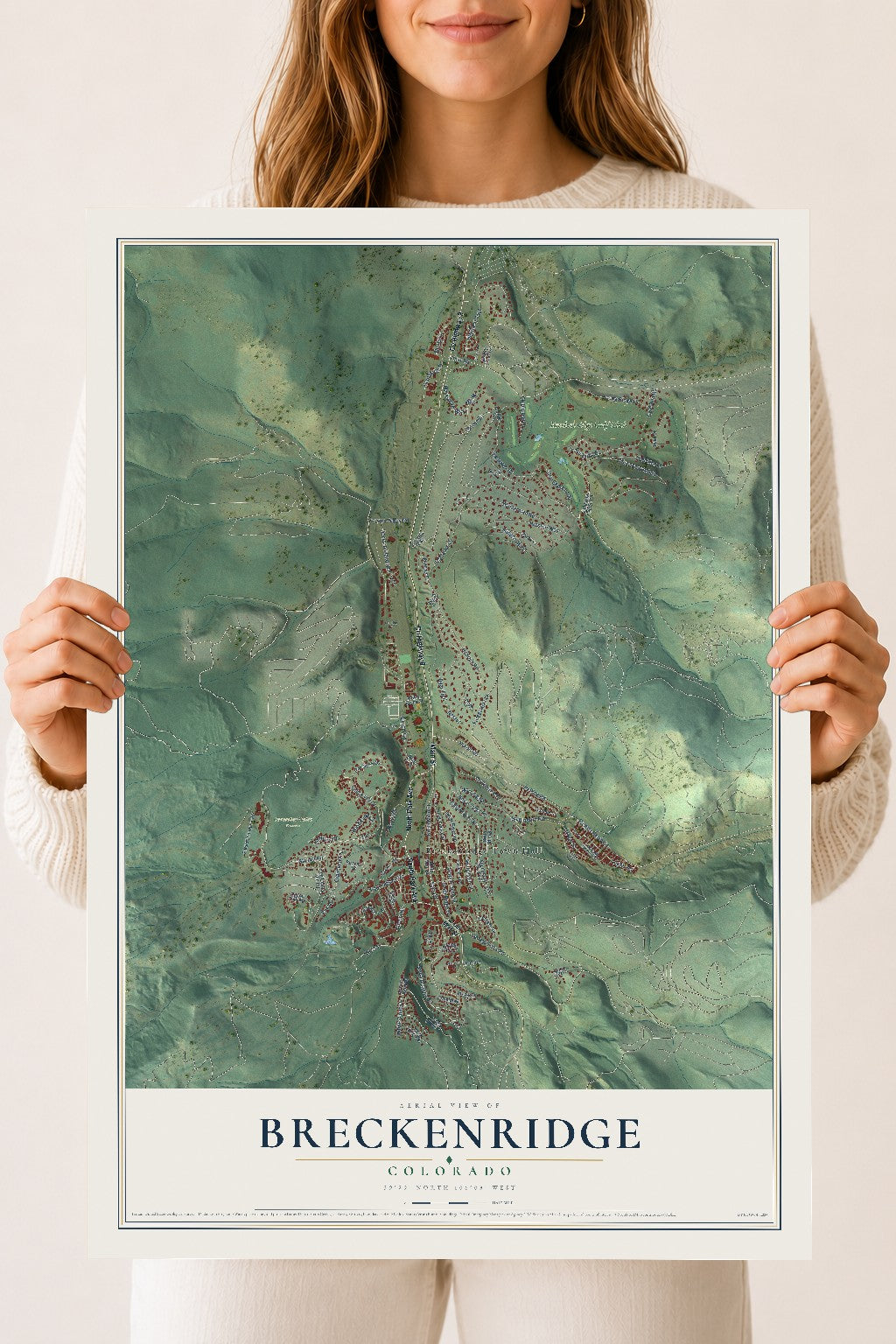 Map of Breckenridge, Colorado, 18 x 24 inch unframed archival matte print