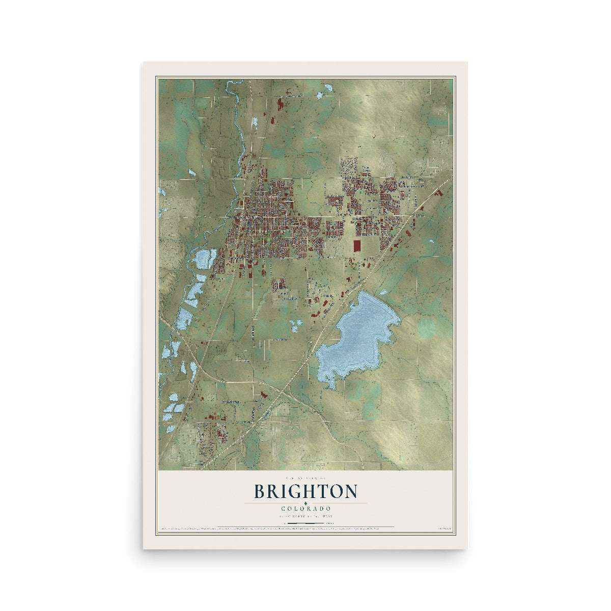 Map of Brighton, Colorado, 12 x 18 inch unframed archival matte print