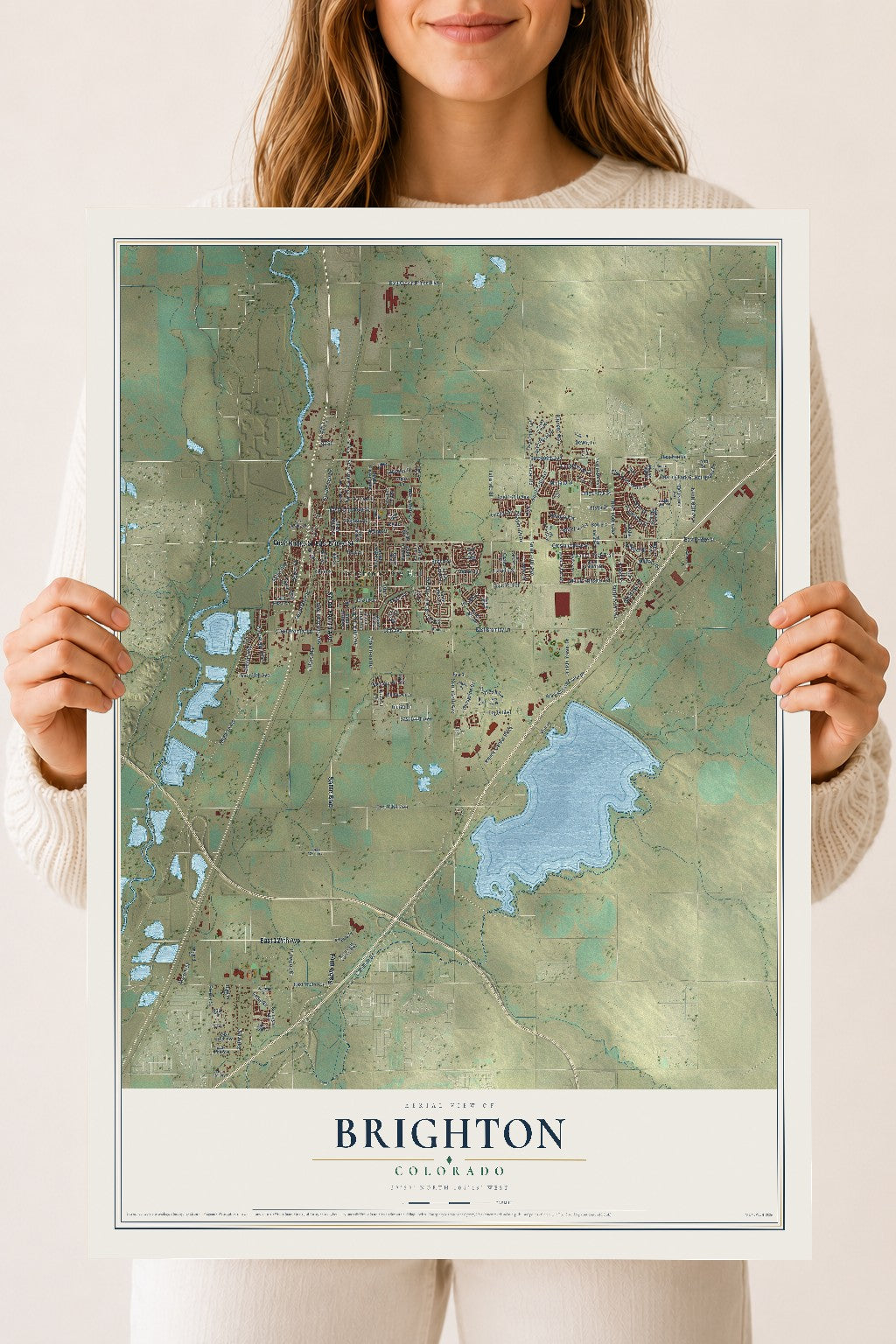 Map of Brighton, Colorado, 18 x 24 inch unframed archival matte print