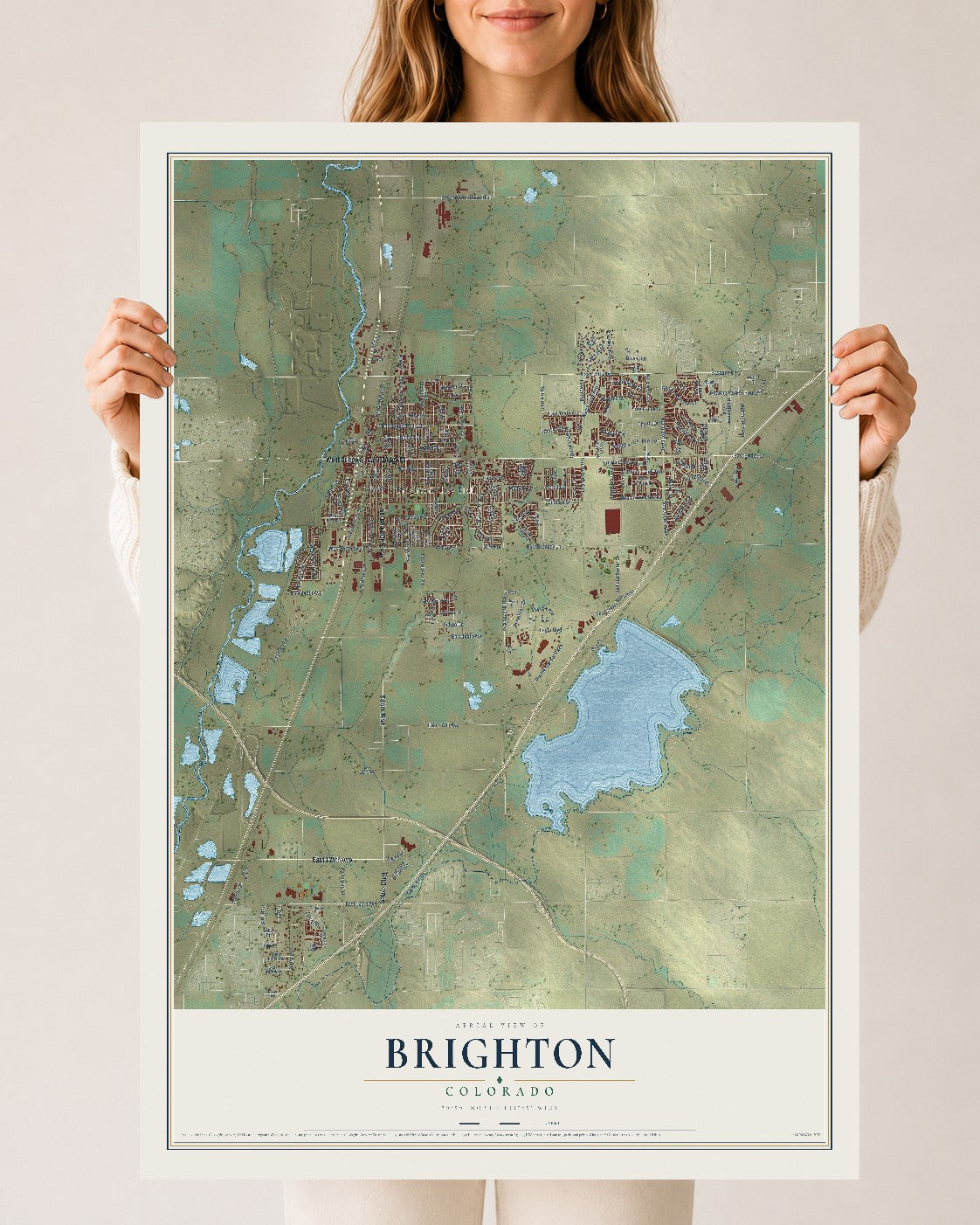 Map of Brighton, Colorado, 24 x 36 inch unframed archival matte print