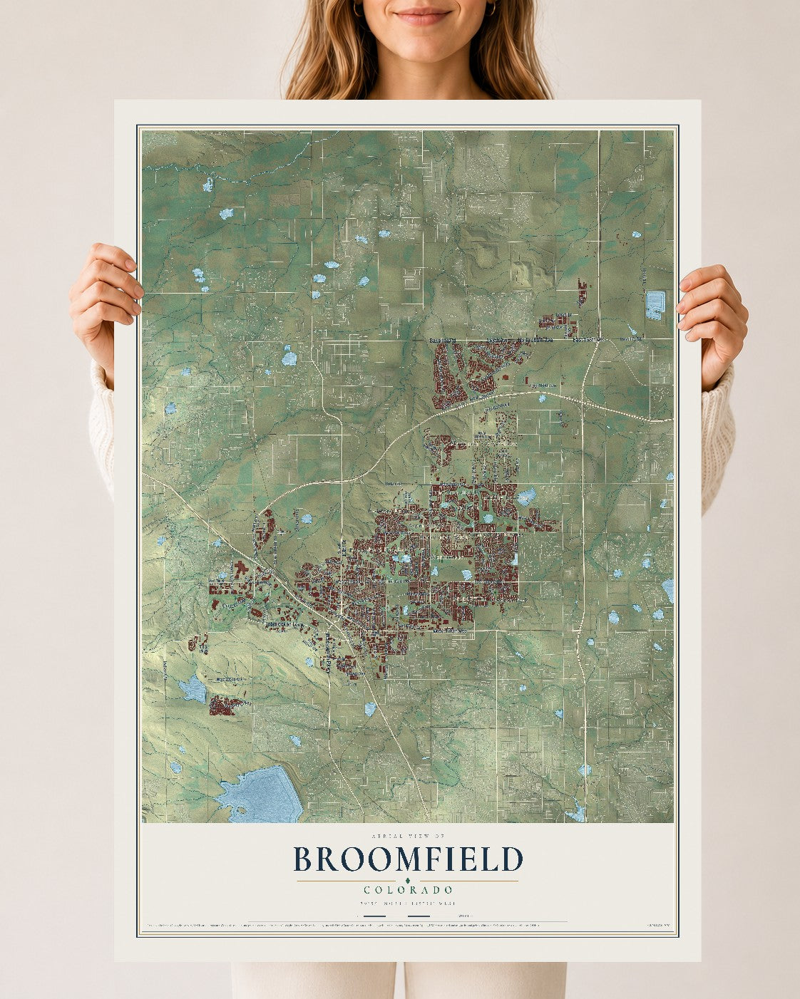 Map of Broomfield, Colorado, 24 x 36 inch unframed archival matte print