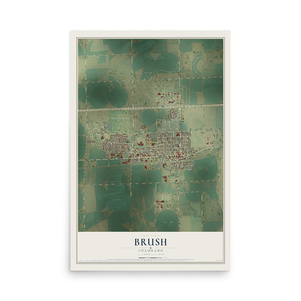 Map of Brush, Colorado, 12 x 18 inch unframed archival matte print