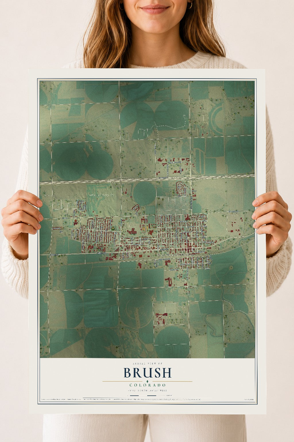 Map of Brush, Colorado, 18 x 24 inch unframed archival matte print