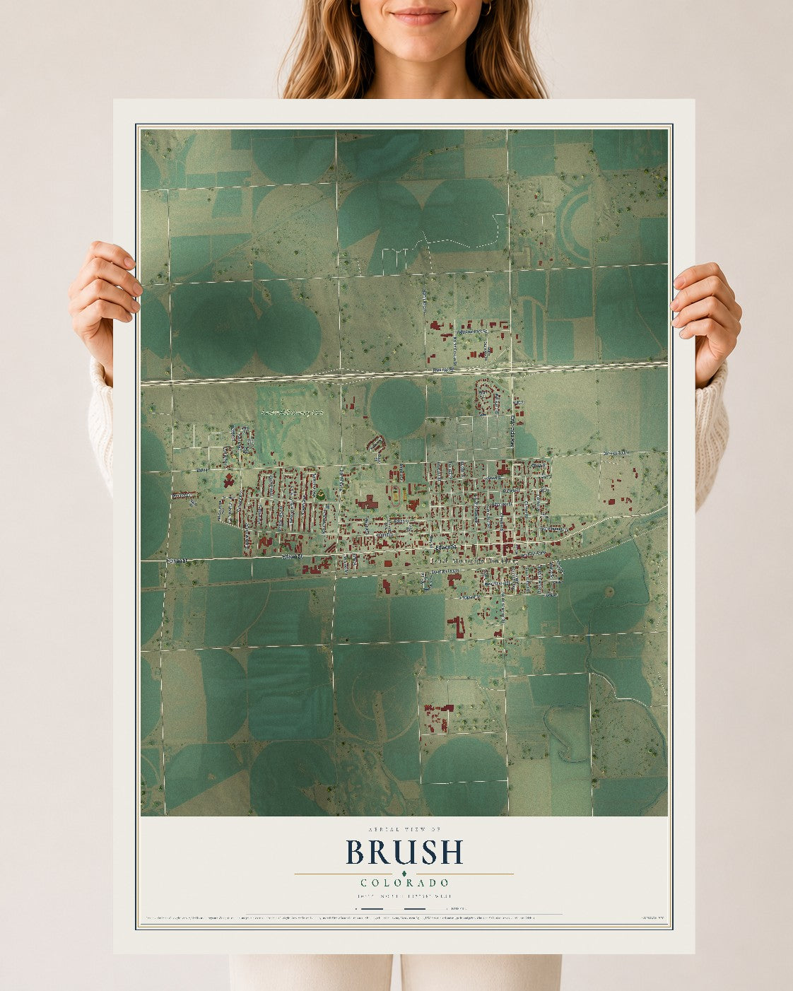 Map of Brush, Colorado, 24 x 36 inch unframed archival matte print