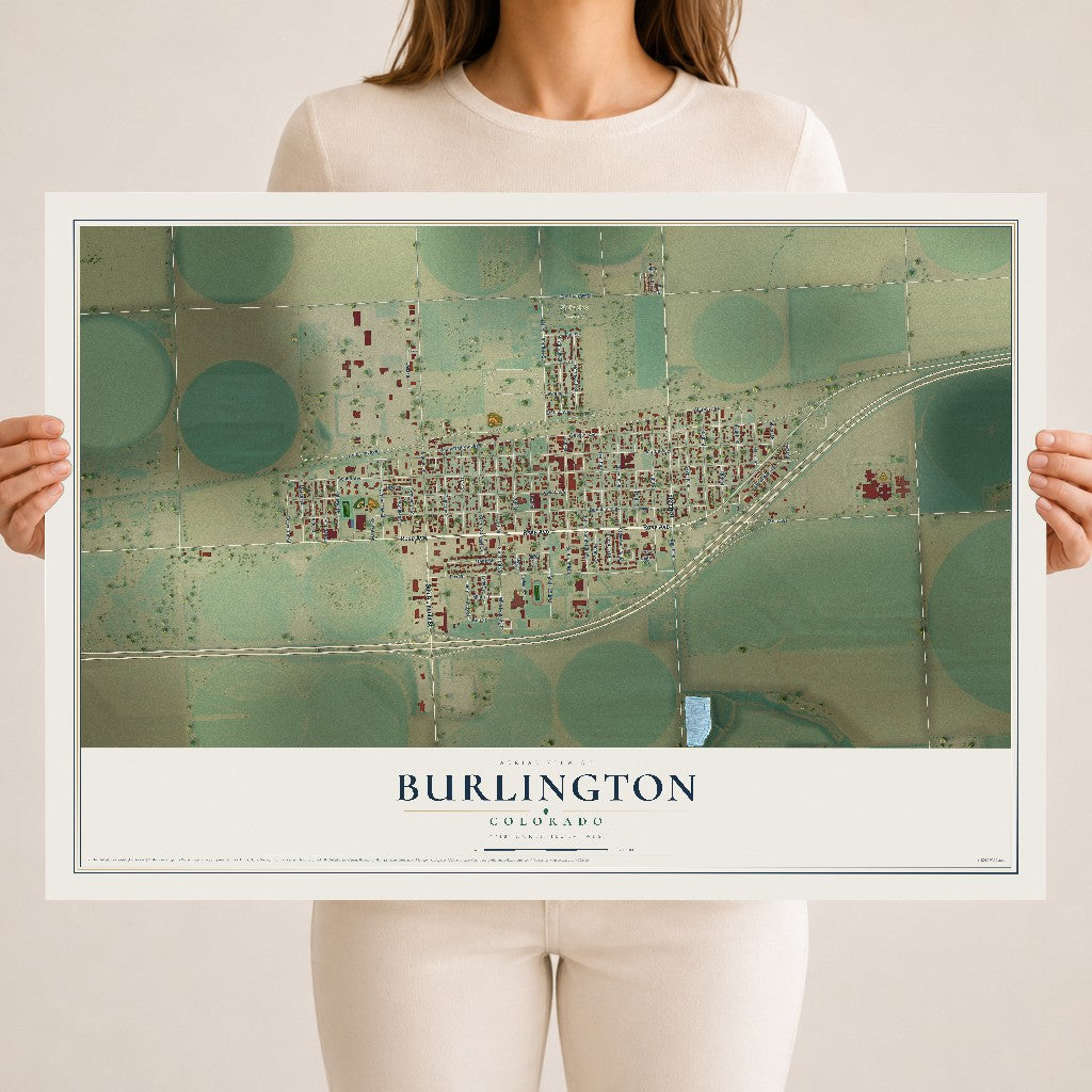Map of Burlington, Colorado, 18 x 24 inch unframed archival matte print
