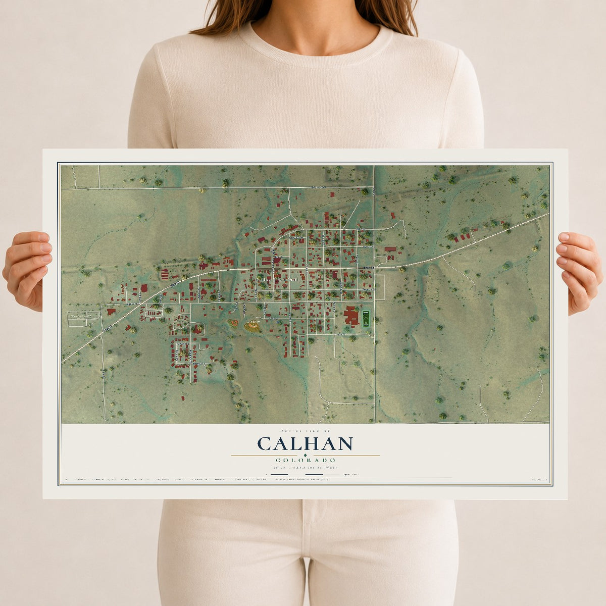 Map of Calhan, Colorado, 12 x 18 inch unframed archival matte print