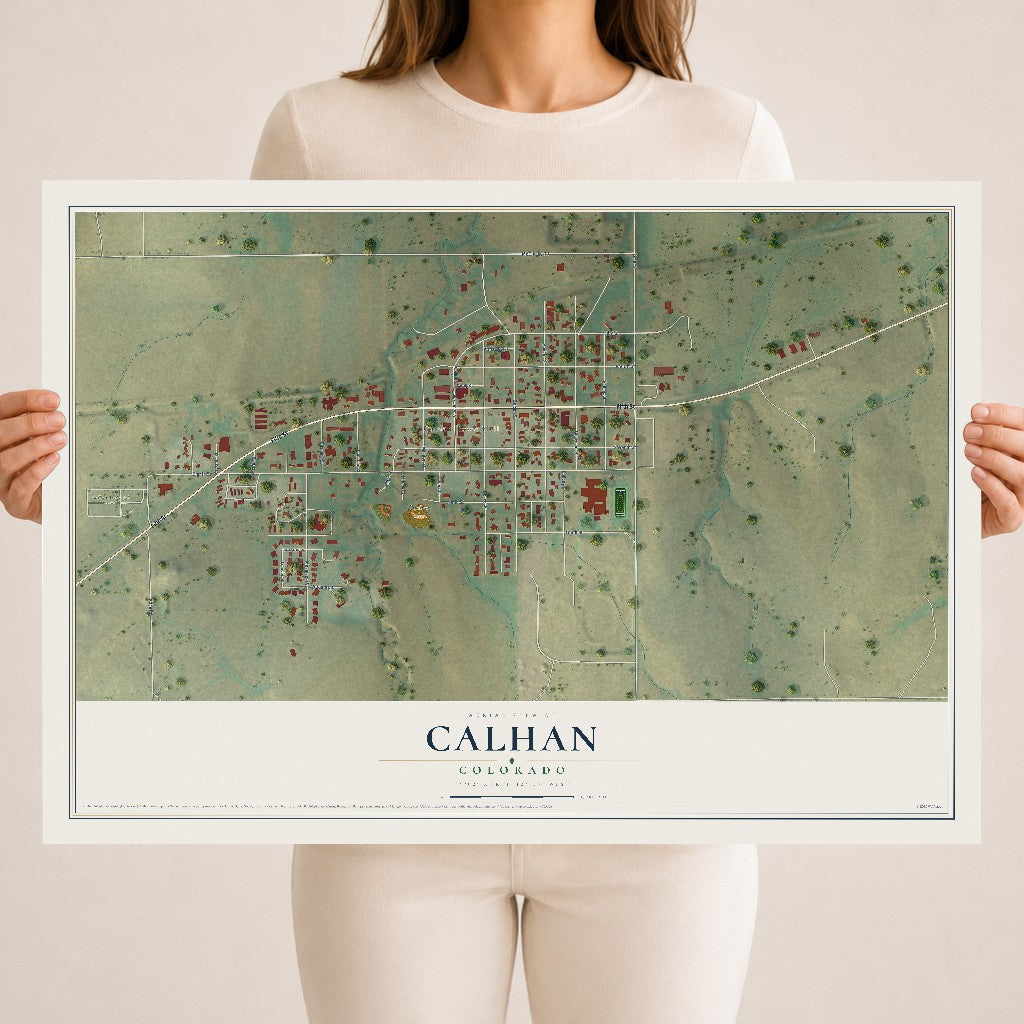 Map of Calhan, Colorado, 18 x 24 inch unframed archival matte print