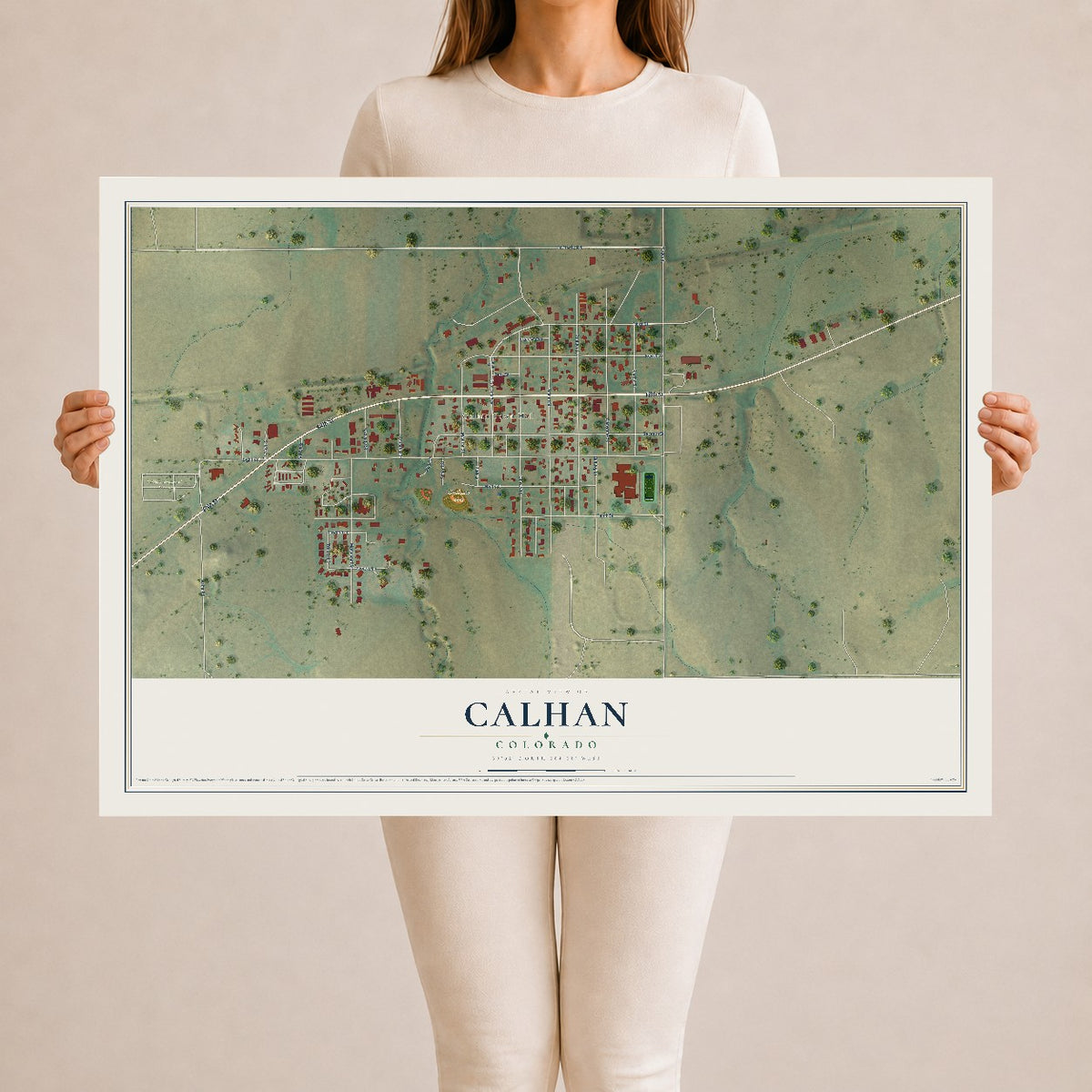 Map of Calhan, Colorado, 24 x 36 inch unframed archival matte print