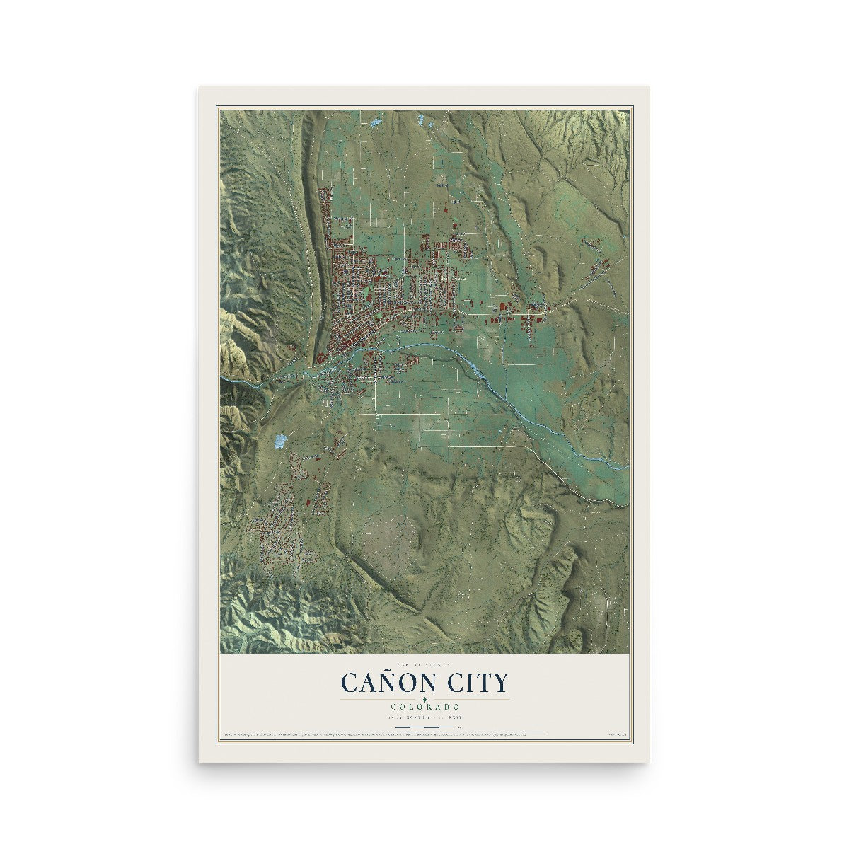 Map of Cañon City, Colorado, 12 x 18 inch unframed archival matte print