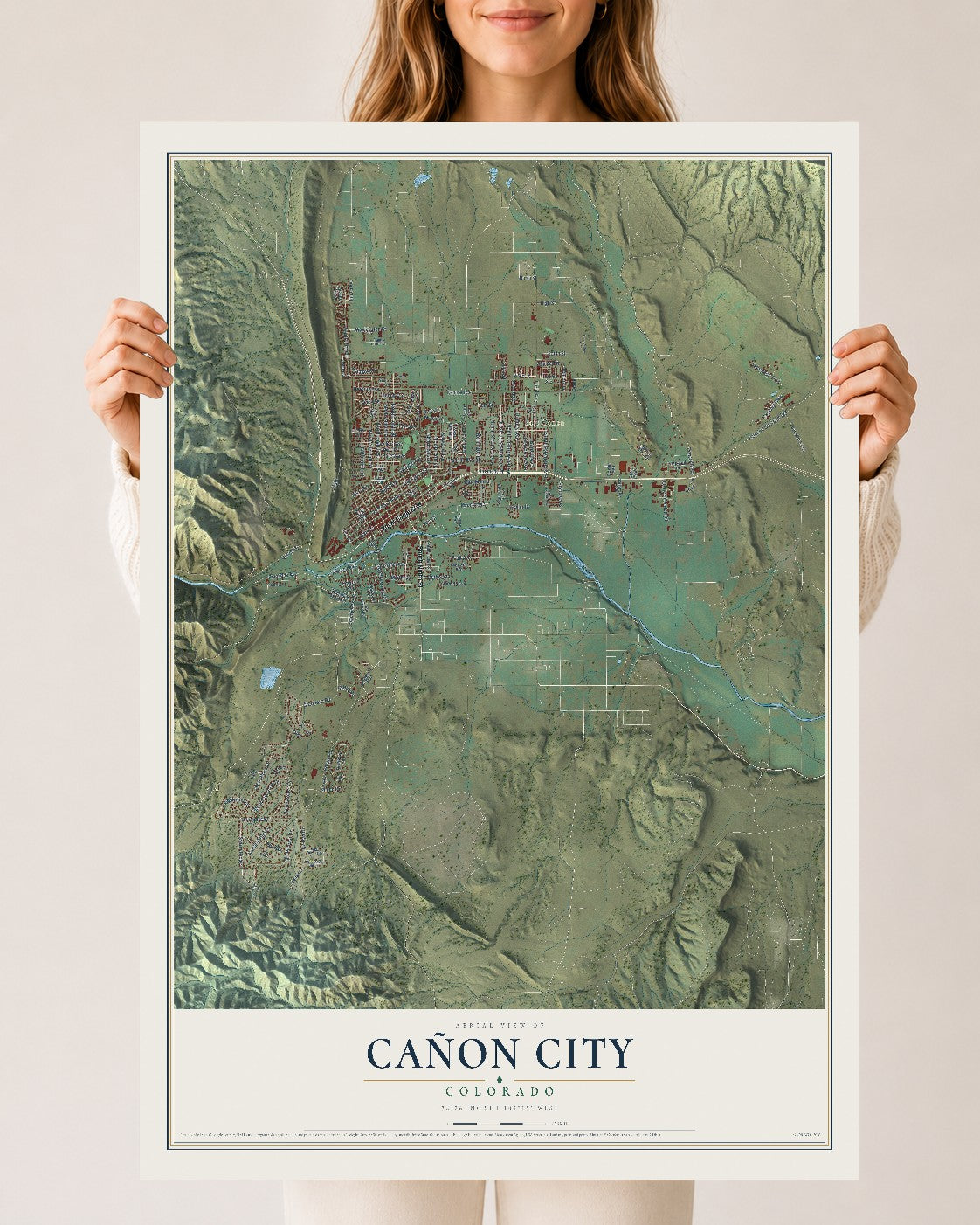 Map of Cañon City, Colorado, 24 x 36 inch unframed archival matte print