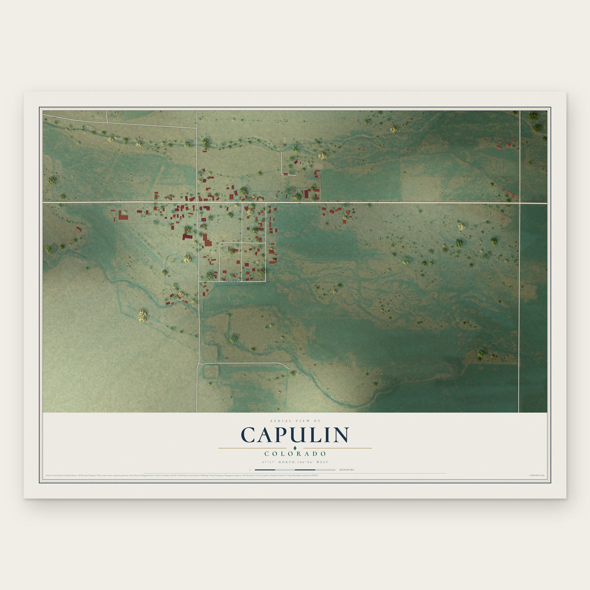 Capulin, Colorado map print, the full design