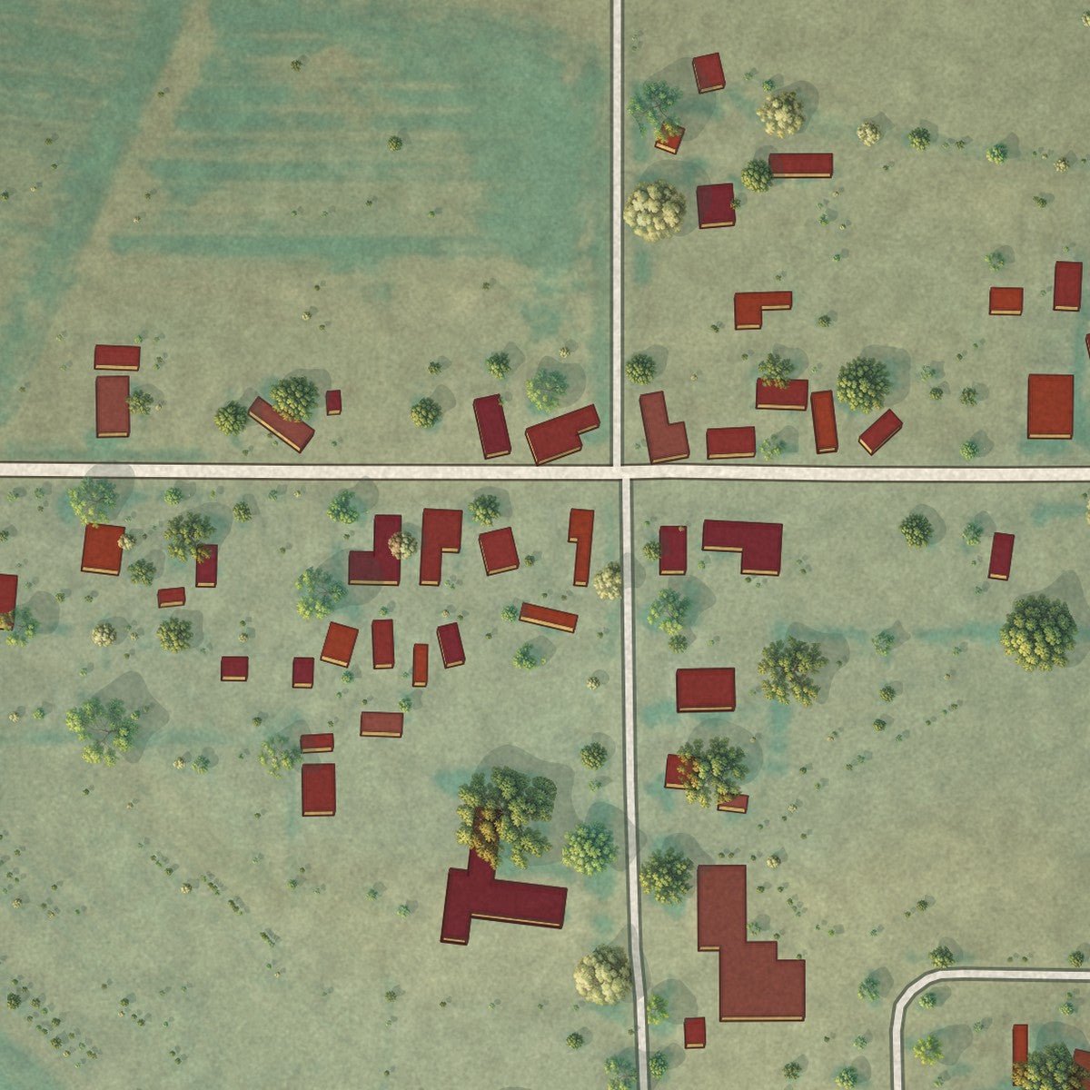 Close-up of the map of Capulin, Colorado print showing street and building detail