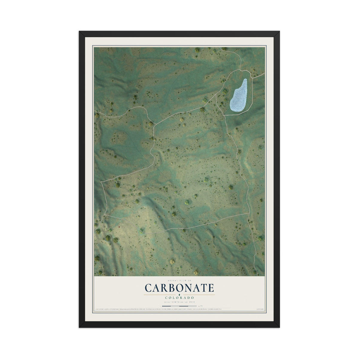 Map of Carbonate, Colorado, 12 x 18 inch print in a black wood frame