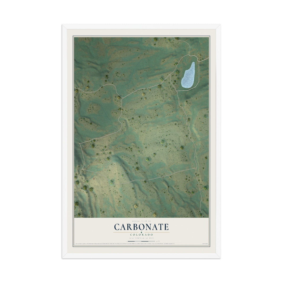 Map of Carbonate, Colorado, 12 x 18 inch print in a white wood frame