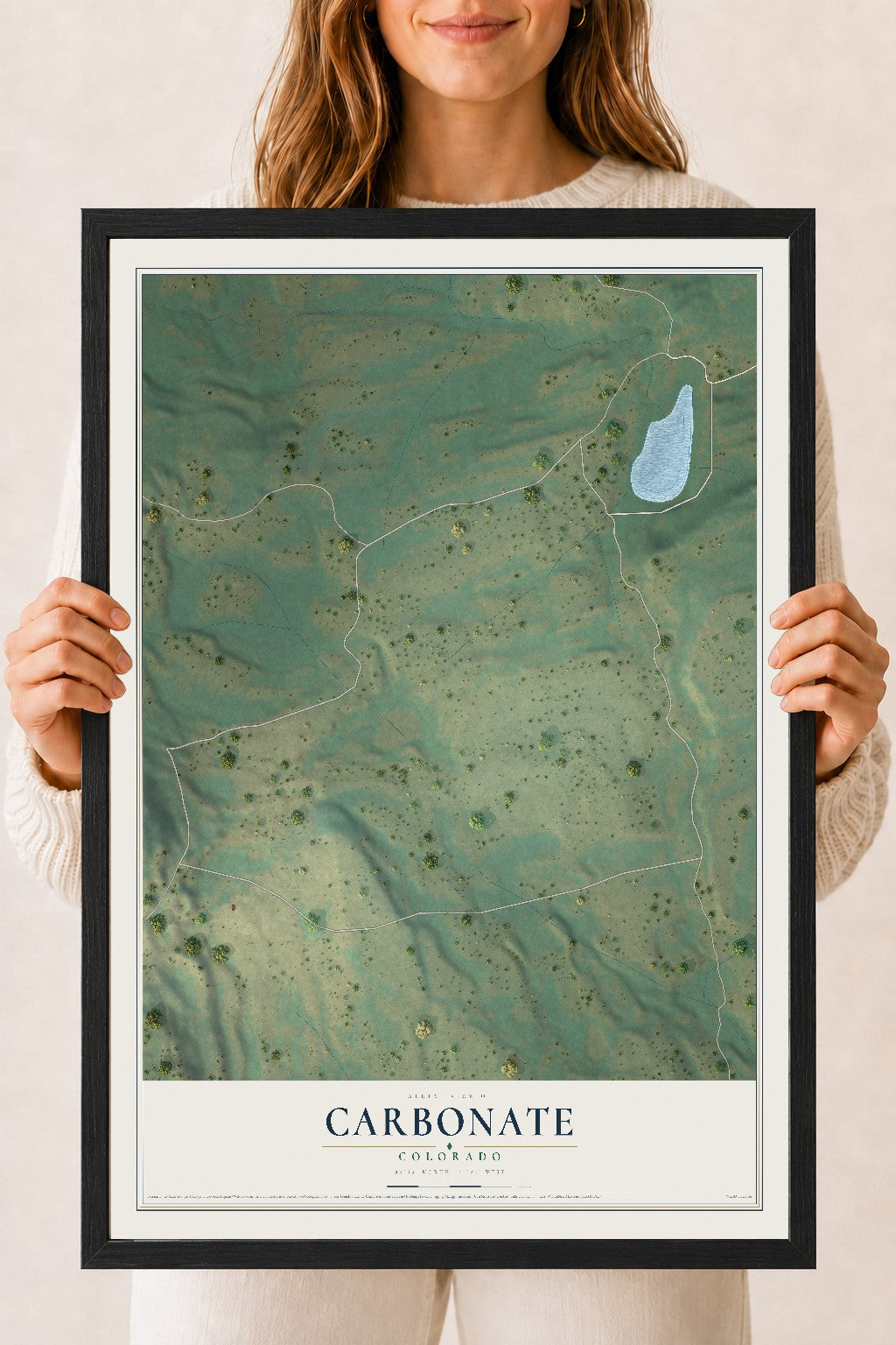 Map of Carbonate, Colorado, 18 x 24 inch print in a black wood frame