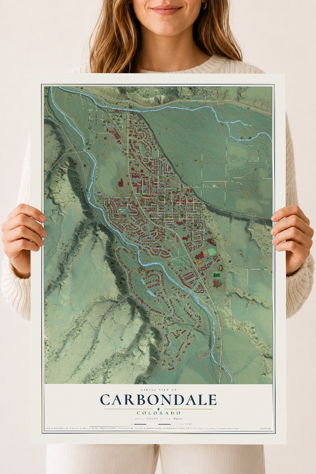 Map of Carbondale, Colorado, 18 x 24 inch unframed archival matte print