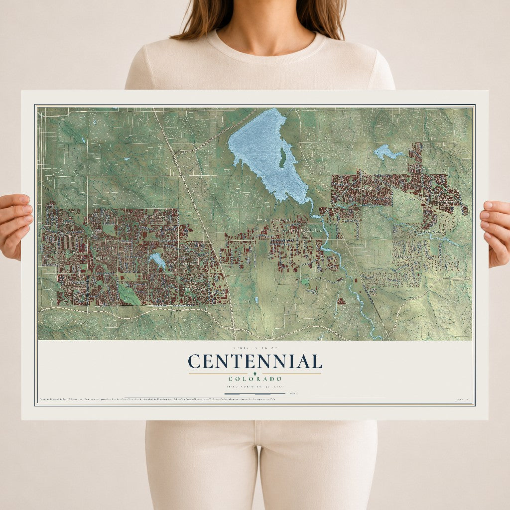 Map of Centennial, Colorado, 18 x 24 inch unframed archival matte print