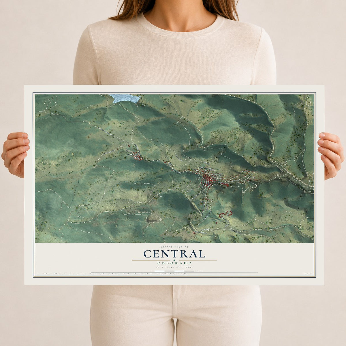 Map of Central, Colorado, 12 x 18 inch unframed archival matte print
