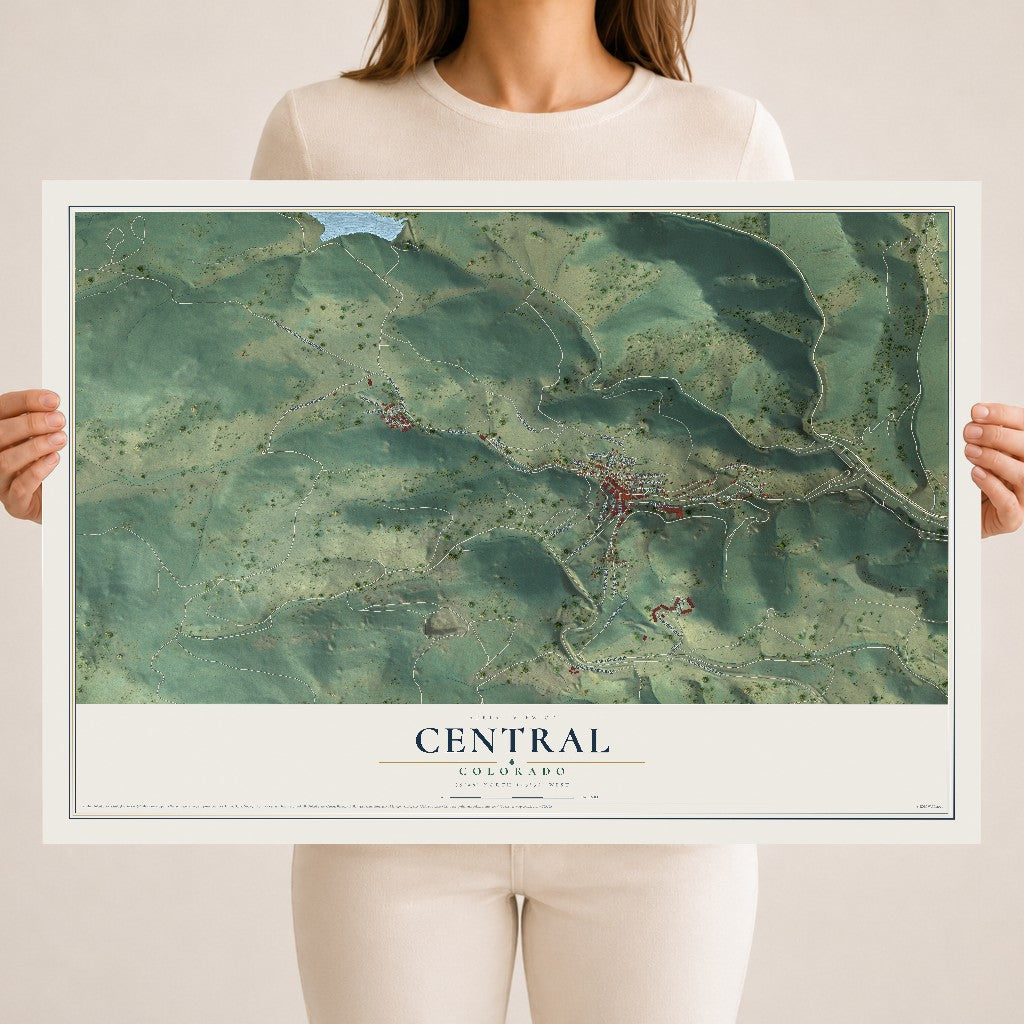 Map of Central, Colorado, 18 x 24 inch unframed archival matte print