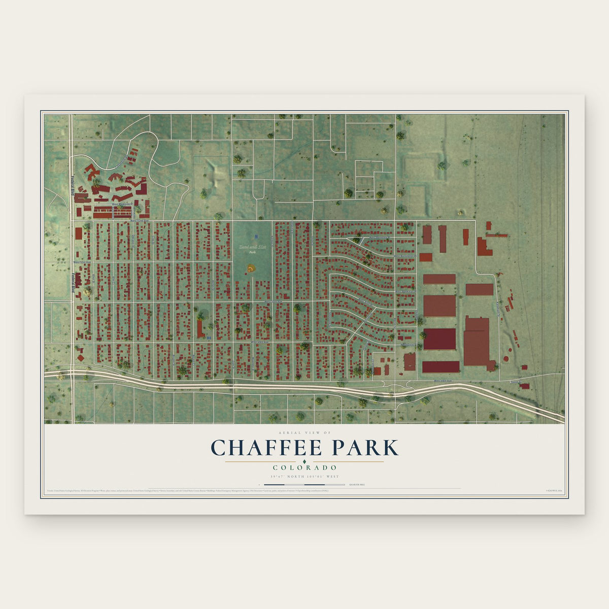 Chaffee Park, Colorado map print, the full design