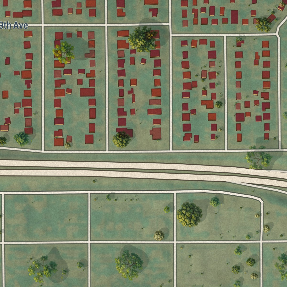 Close-up of the map of Chaffee Park, Colorado print showing street and building detail