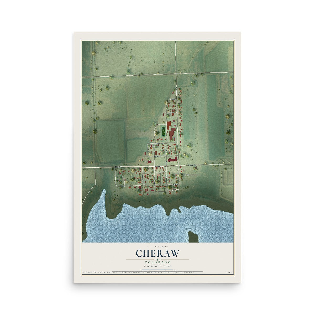 Map of Cheraw, Colorado, 12 x 18 inch unframed archival matte print