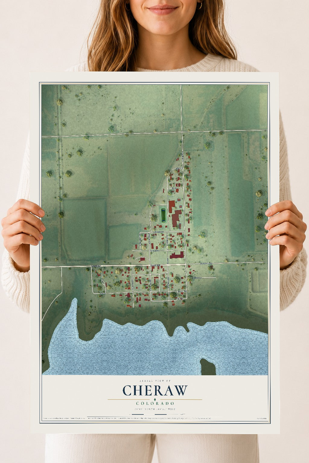 Map of Cheraw, Colorado, 18 x 24 inch unframed archival matte print