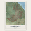 Cherry Creek, Colorado map print, the full design