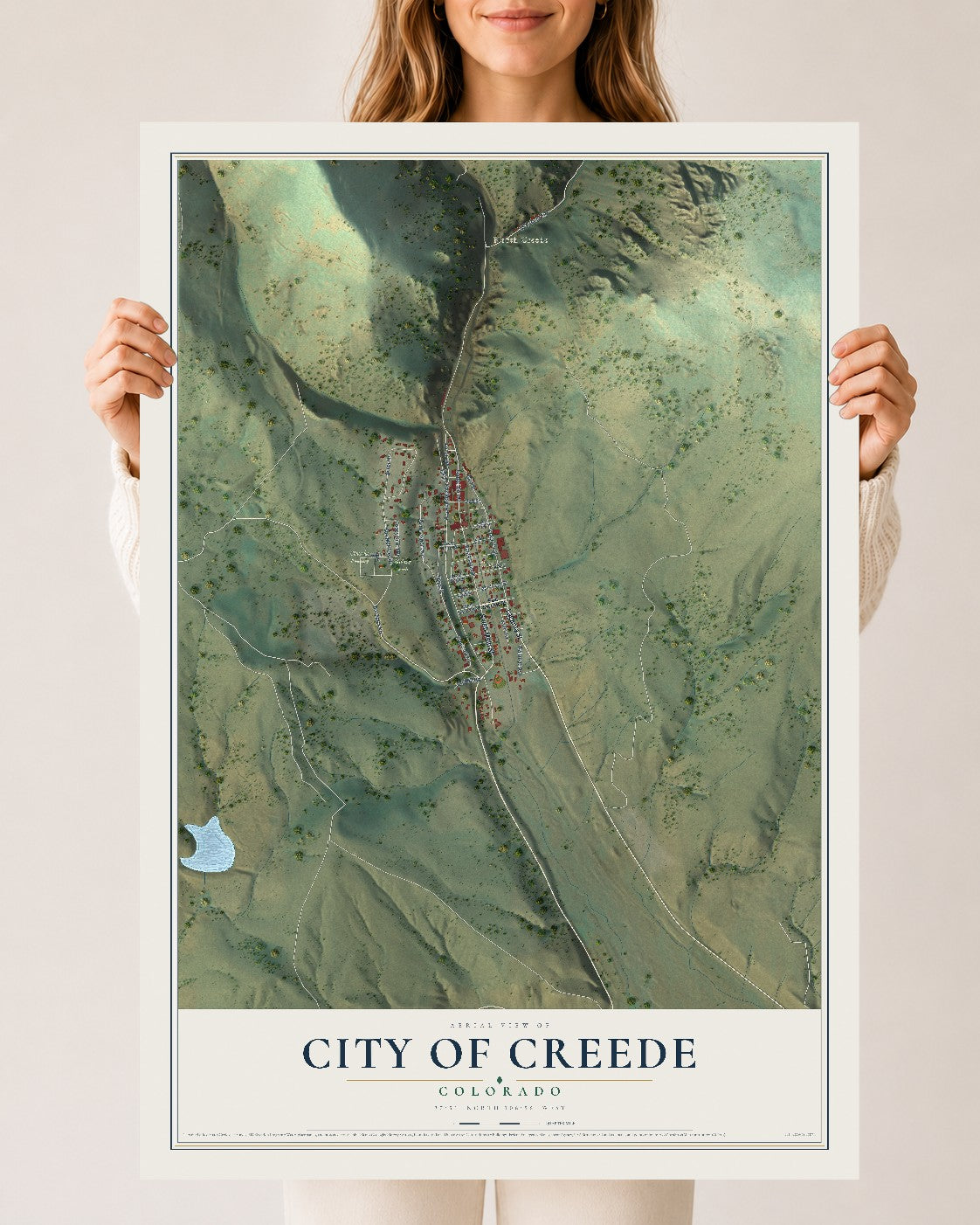 Map of the City of Creede, Colorado, 24 x 36 inch unframed archival matte print