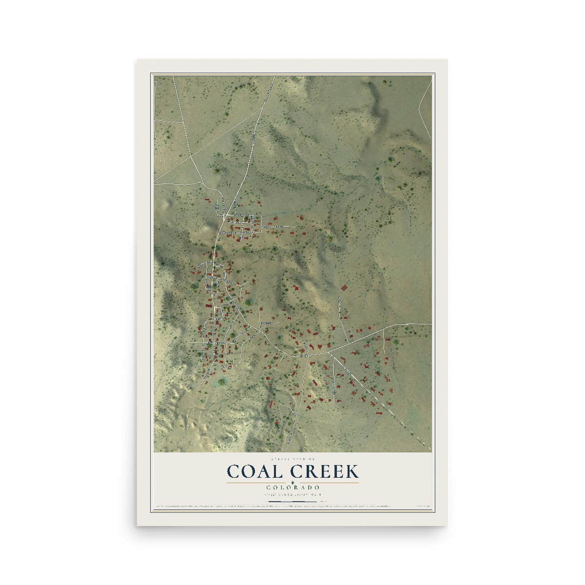 Map of Coal Creek, Colorado, 12 x 18 inch unframed archival matte print