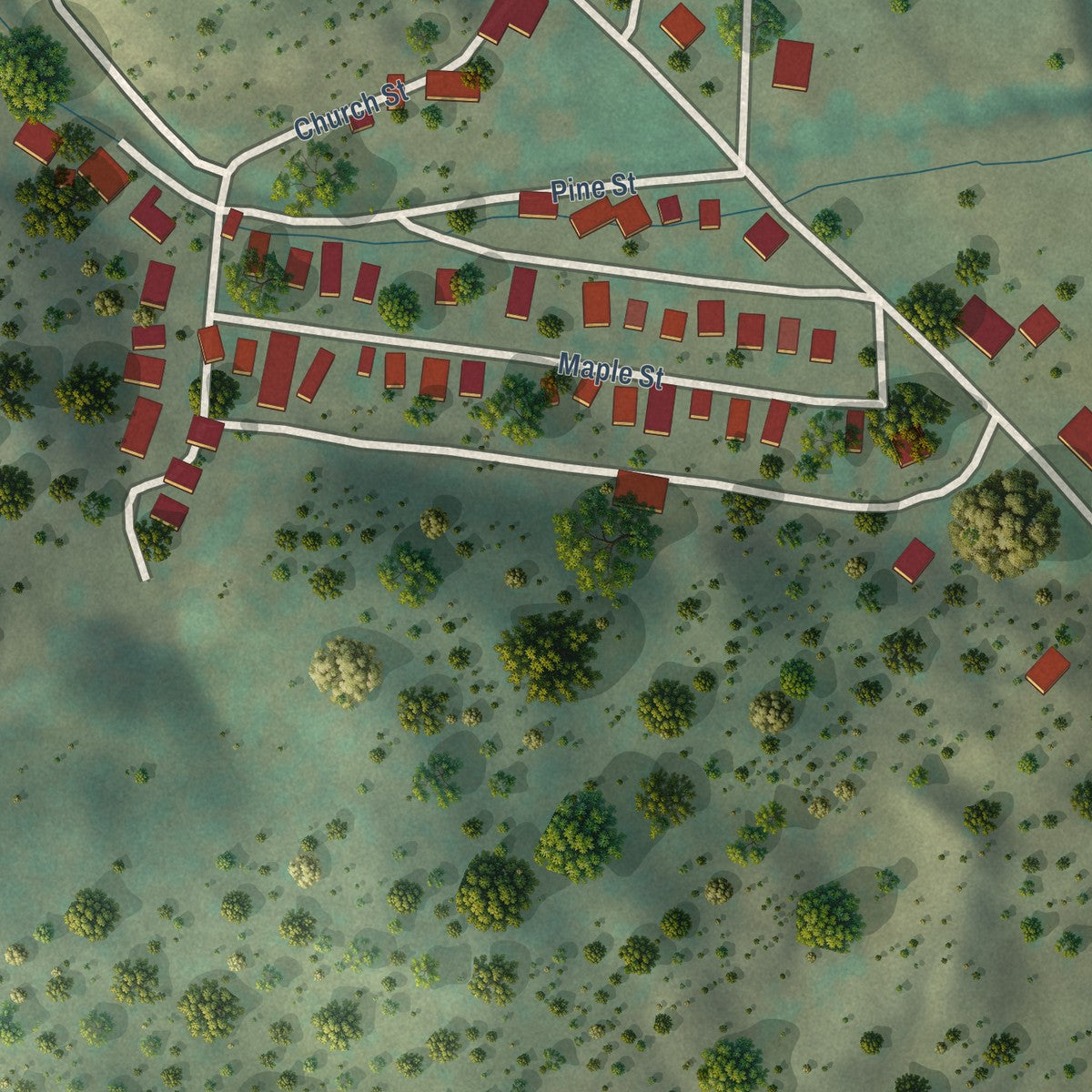Close-up of the map of Cokedale, Colorado print showing street and building detail