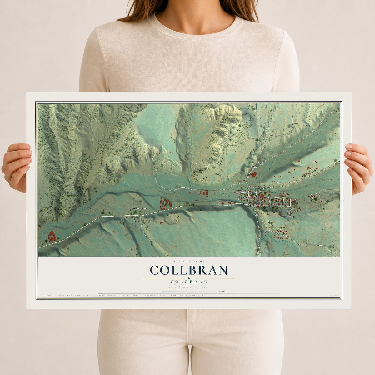 Map of Collbran, Colorado, 12 x 18 inch unframed archival matte print