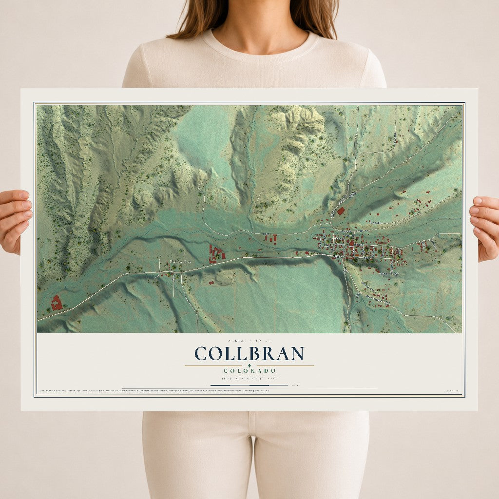 Map of Collbran, Colorado, 18 x 24 inch unframed archival matte print