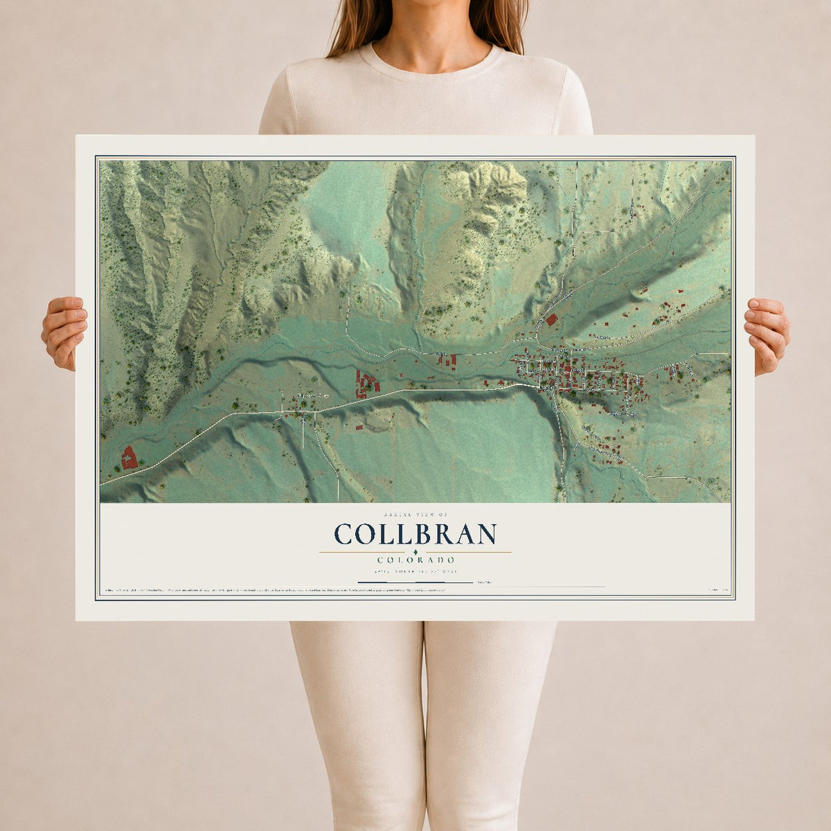 Map of Collbran, Colorado, 24 x 36 inch unframed archival matte print