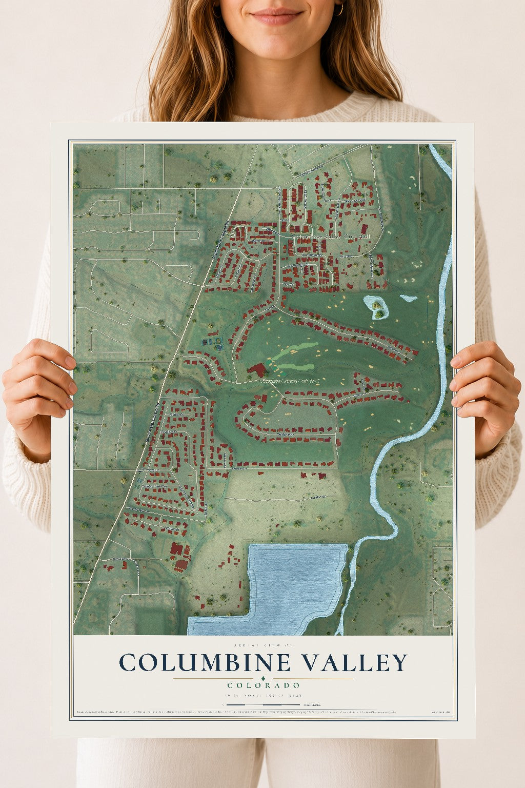 Map of Columbine Valley, Colorado, 18 x 24 inch unframed archival matte print