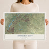 Map of Commerce City, Colorado, 12 x 18 inch unframed archival matte print