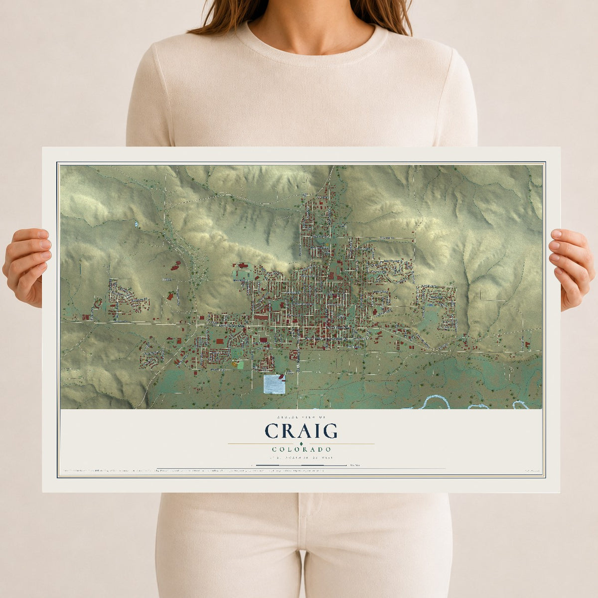 Map of Craig, Colorado, 12 x 18 inch unframed archival matte print
