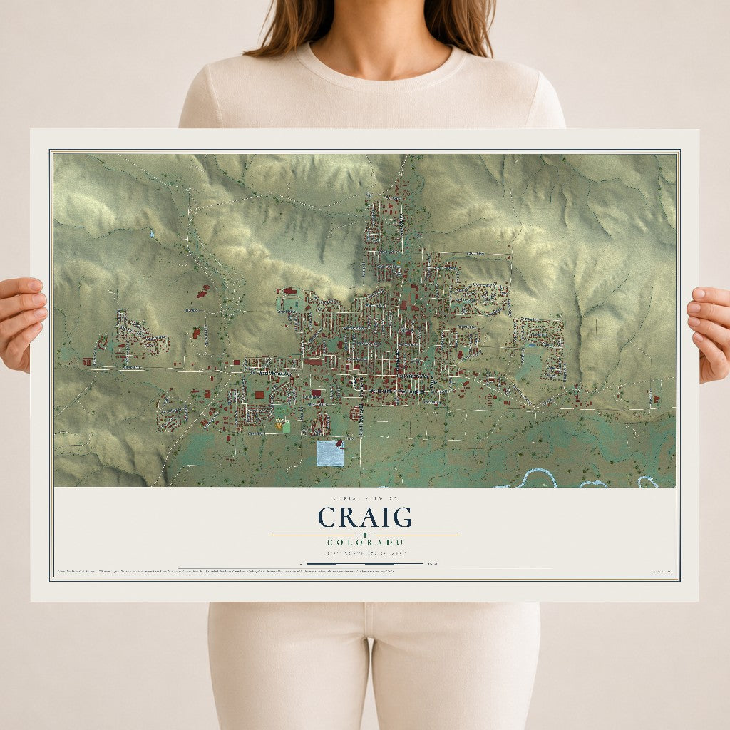 Map of Craig, Colorado, 18 x 24 inch unframed archival matte print