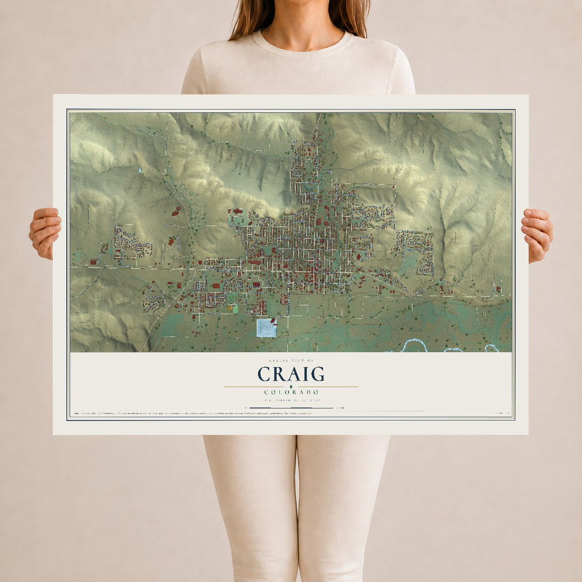 Map of Craig, Colorado, 24 x 36 inch unframed archival matte print