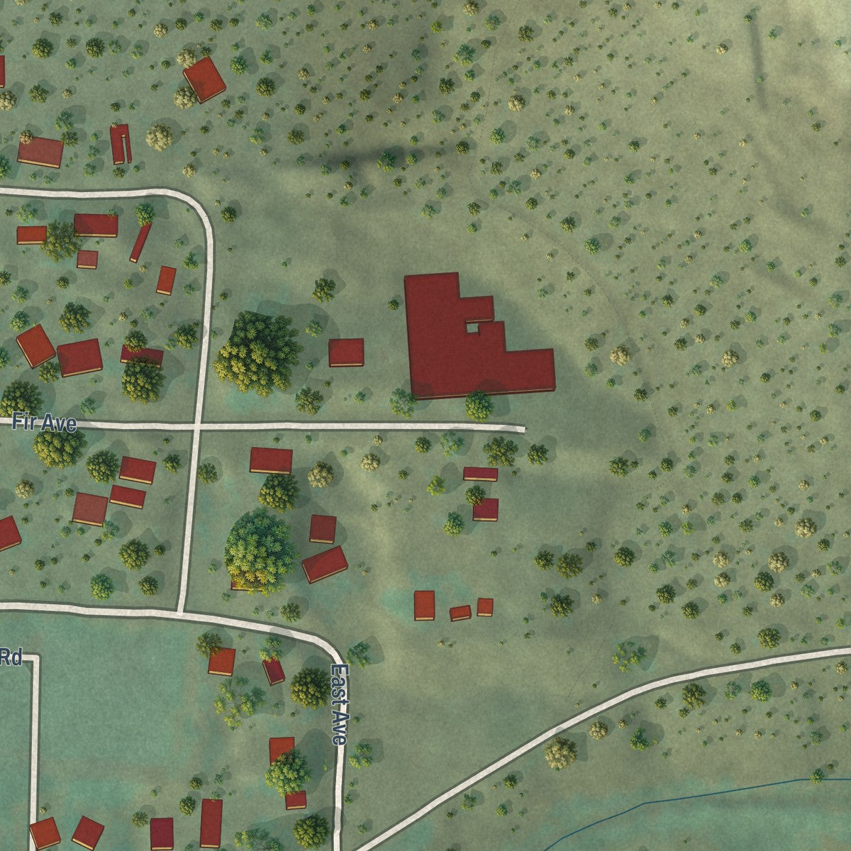 Second close-up of the map of Crawford, Colorado print showing more streets and buildings