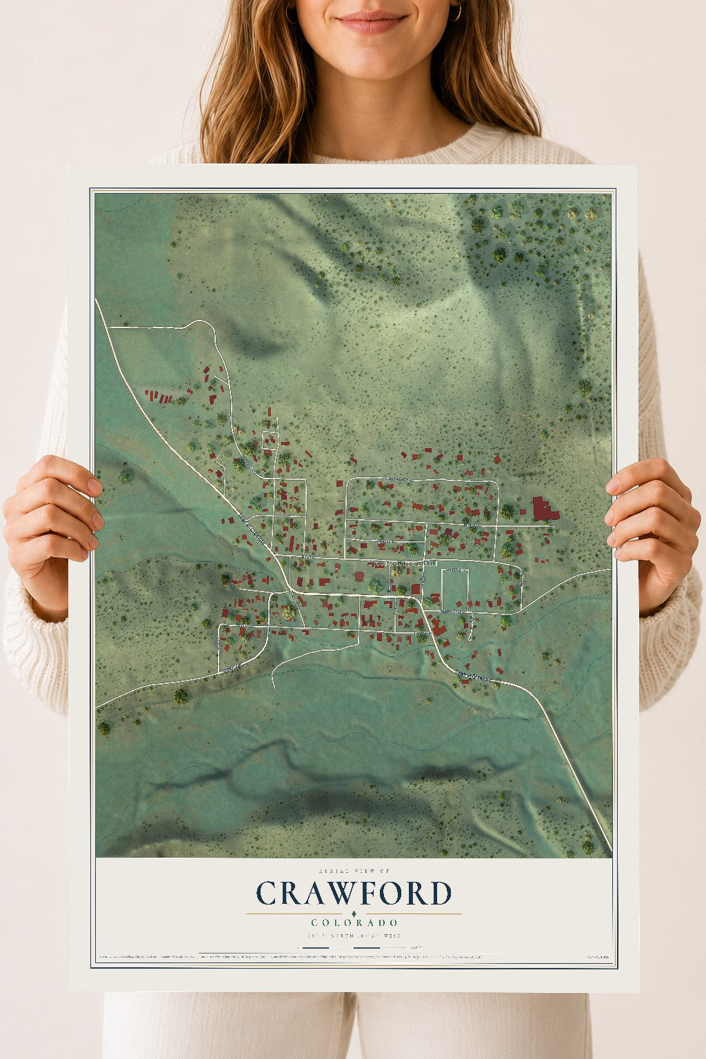 Map of Crawford, Colorado, 18 x 24 inch unframed archival matte print