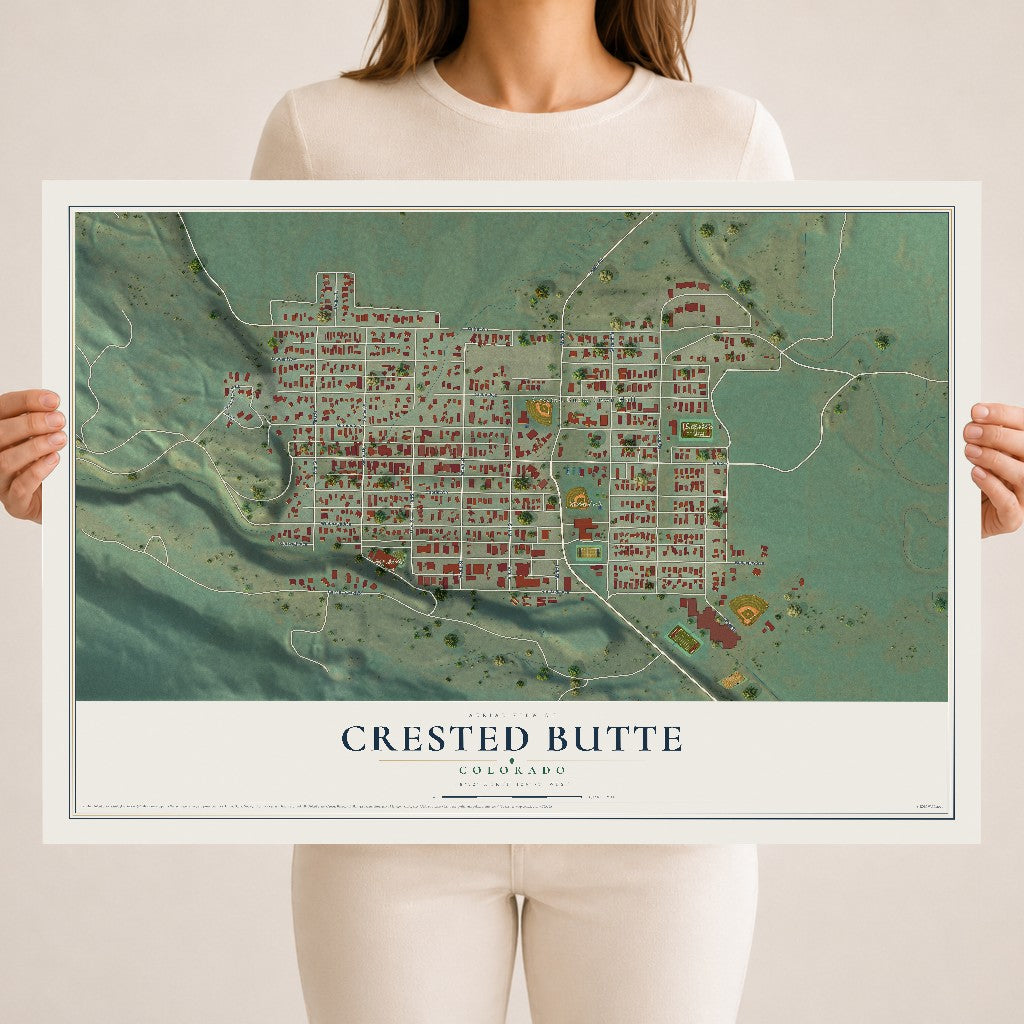 Map of Crested Butte, Colorado, 18 x 24 inch unframed archival matte print